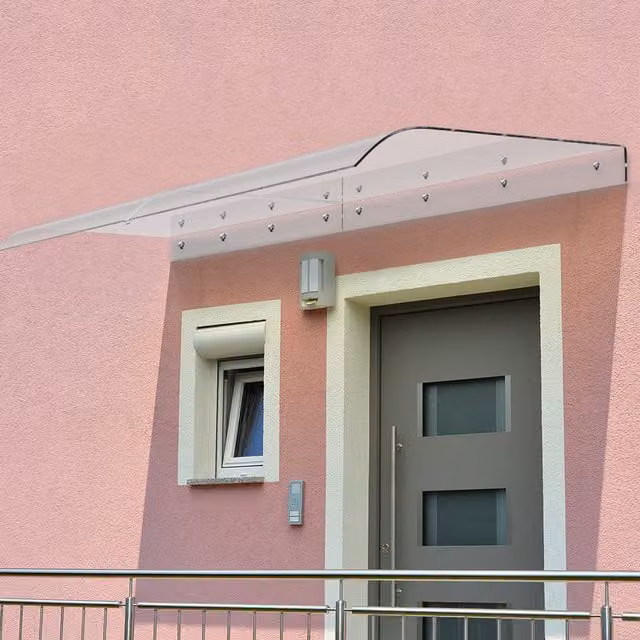 Breeins Transparent PET Window and Door Awning Canopy in White, W: 200 cm, H: 40 cm, D: 40 cm