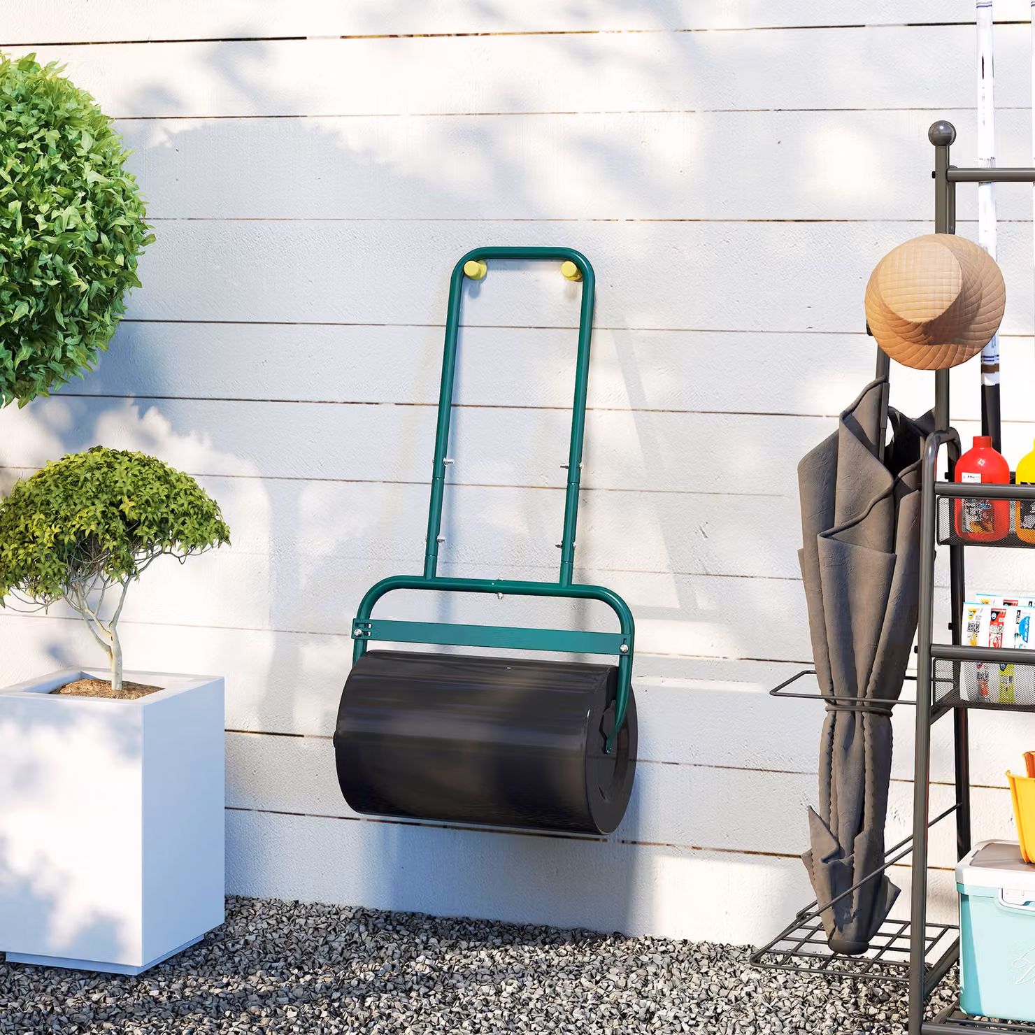 Outsunny 38L Fillable Cylinder Steel Lawn Roller in Dark Green – 7