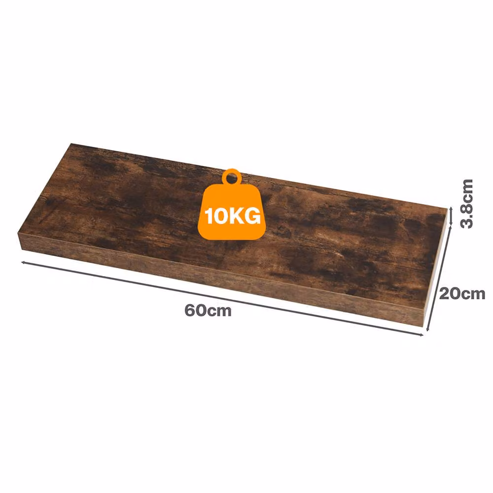 Levede Modern Brown Wood Floating Wall Mounted Storage Shelves, 2 Pack – 4