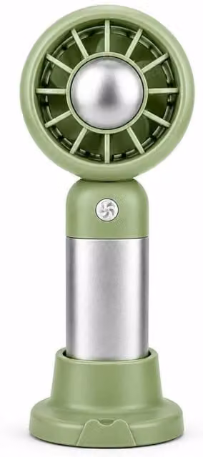 Dyzi Portable Handheld Mini Fan with Stand, Rechargeable USB-C, 3 Speeds, Green