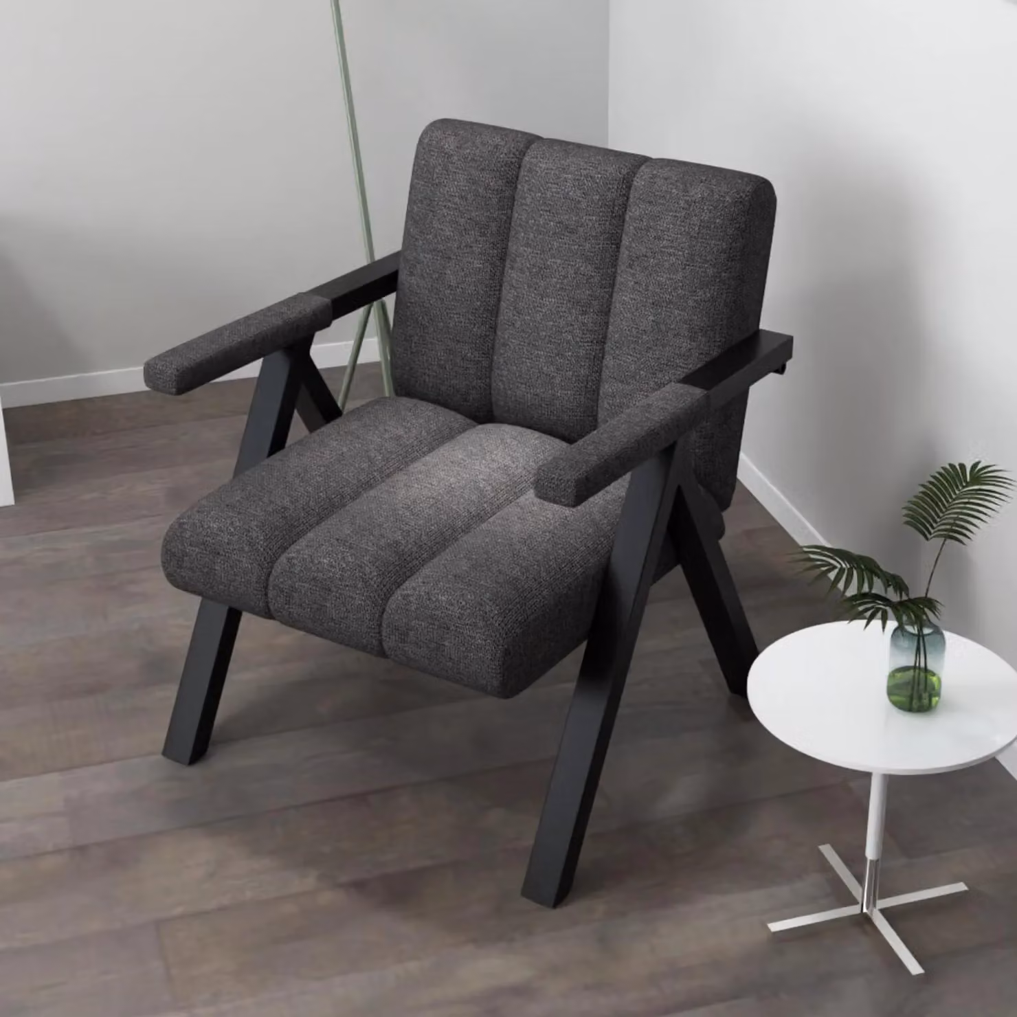 Gymax Oversized Accent Armchair with Metal Frame in Dark Grey – 2