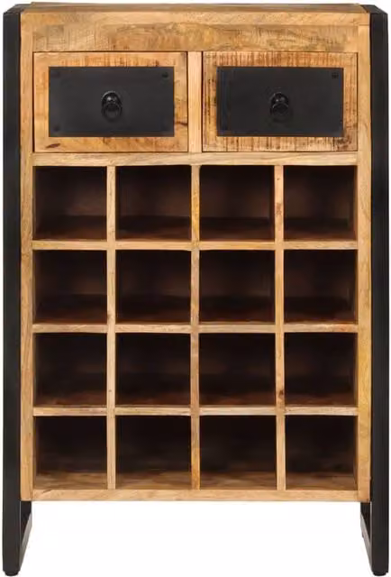 Berkfield Home Industrial Wall Mounted Mango Wood and Metal Wine Rack for 16 Bottles in Brown and Black – 1
