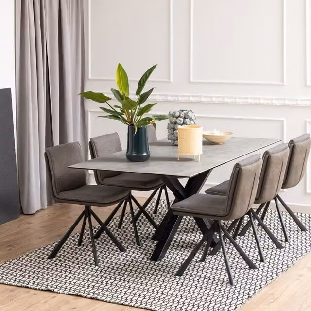Furniture To Go Heaven Rectangular Dining Table with Matt Grey Ceramic Top, 200 cm