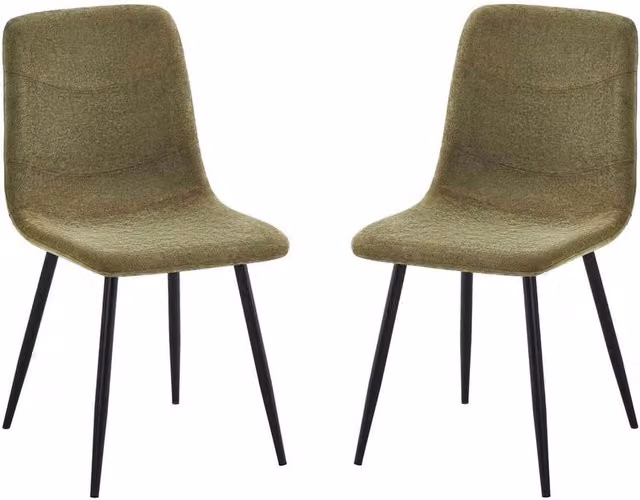 Havendro Set of 2 Light Green Chevron Metal and Fabric Industrial Dining Chairs – 1