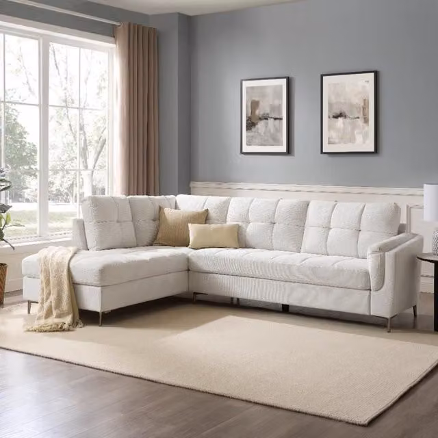Home Detail Rose Left-Hand Corner Sofa in Cream with Scatter Cushions