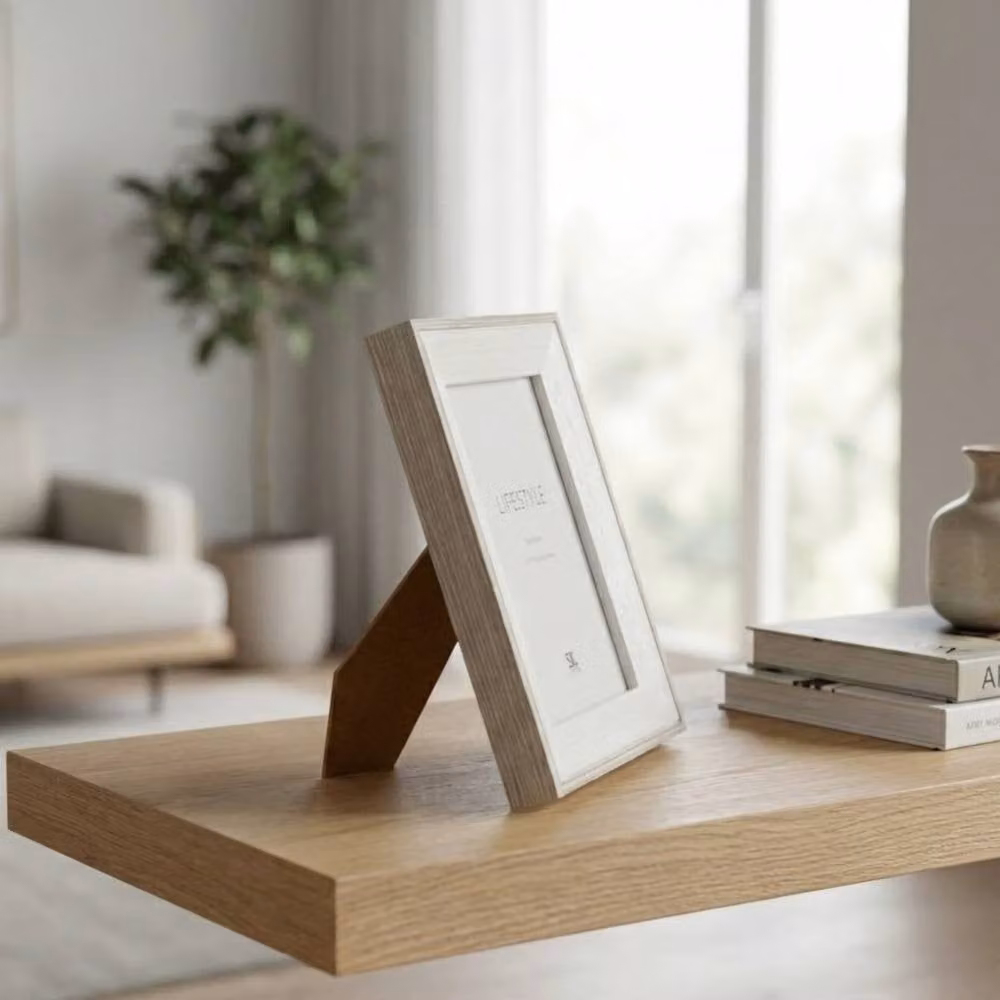 Garden Greatness Antique Style Rectangular Wooden Tabletop Photo Frame in Brown and White, W/H: 12.7 x 17.7 cm