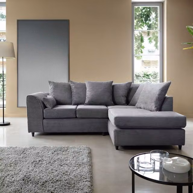 Abakus Direct Right Hand Corner Sofa in Grey Jumbo Cord Fabric, W/D/H: 212 x 164 x 78 cm – 6