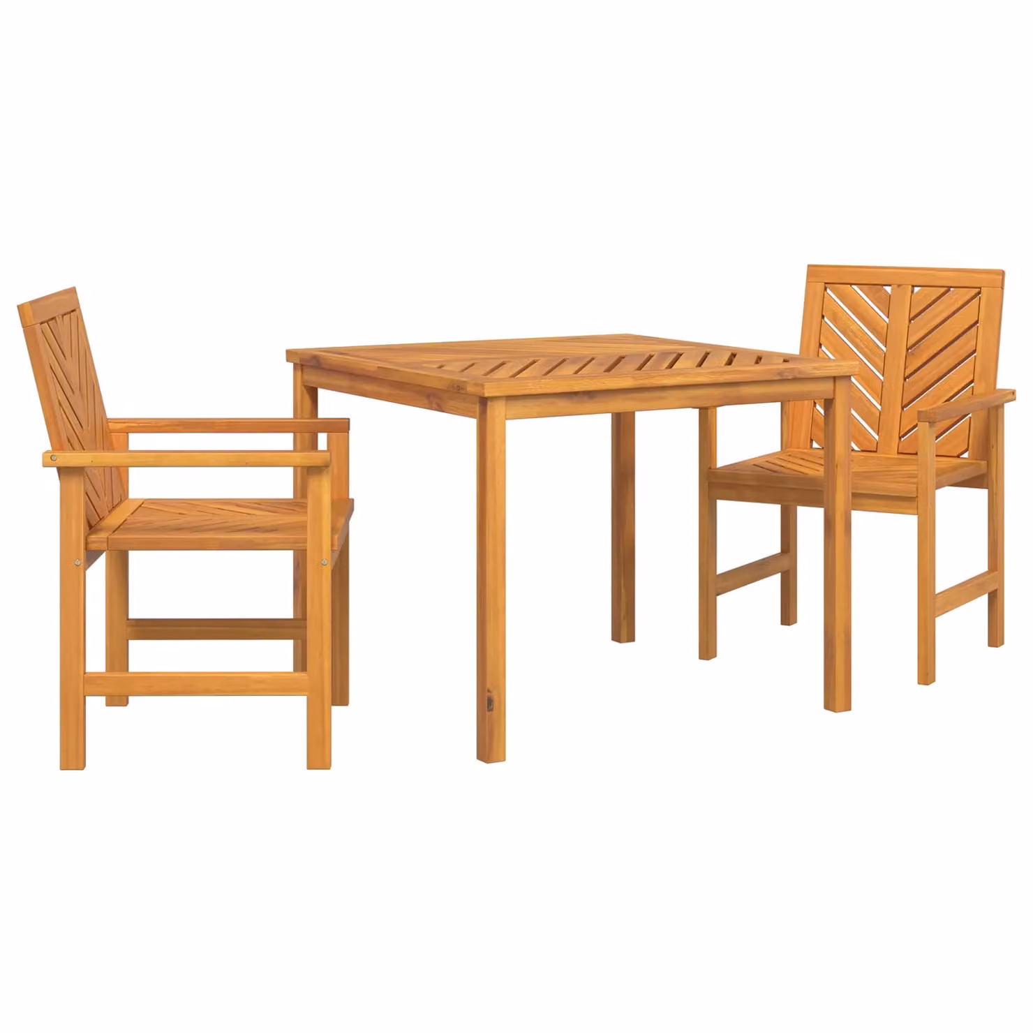 Berkfield Home 3 Piece Brown Acacia Wood Garden Dining Set with Square Table and Chairs – 2