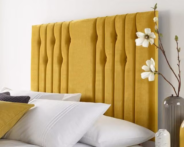 Catherine Lansfield Lemonwood Modern Yellow Velvet Upholstered Panel Headboard