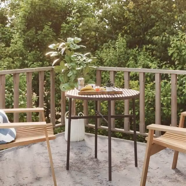 Berkfield Home Brown Poly Rattan Tea Table – 1