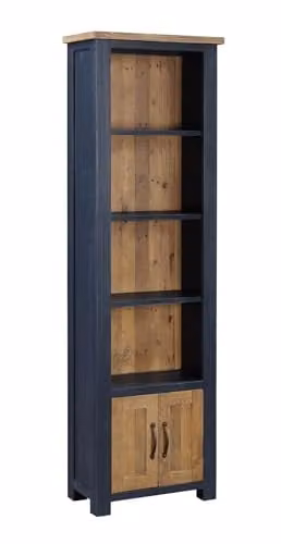 baumhaus Splash of Blue Corner Narrow Bookcase in Blue and White, H 180 x W 56 x D 30 cm
