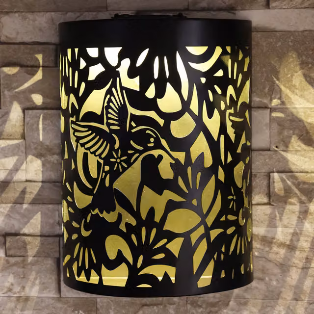Betley Butterfly Solar LED Metal Garden Wall Light in Black