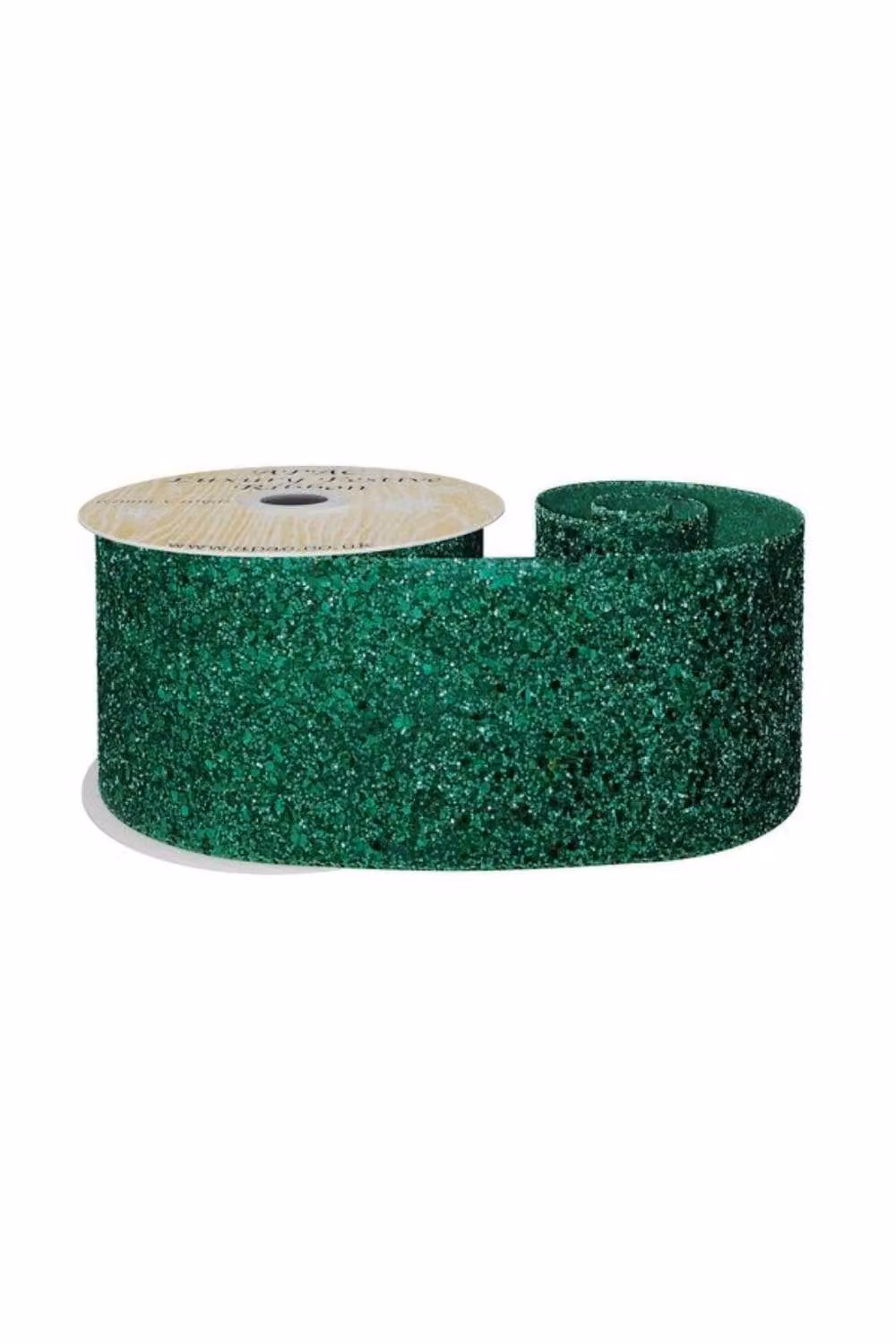 KDMD Green Wired Glitter Christmas Ribbon, Width: 6.3 cm, Length: 9.14 m – 2