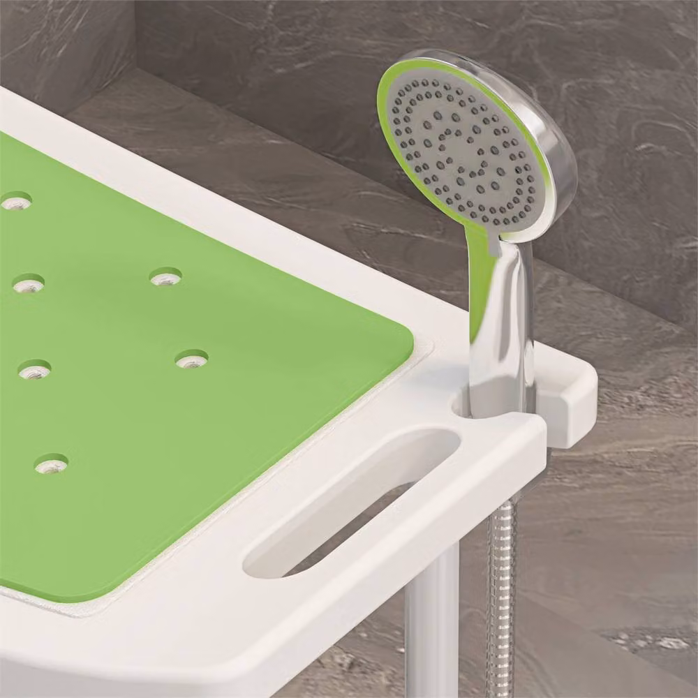 Nordara Green Adjustable Aluminium Bath Stool with Non-Slip Drainage Seat – 2