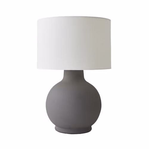ValueLights Blair Ceramic Table Lamp with Fabric Shade and LED Bulb in Grey and White – 1