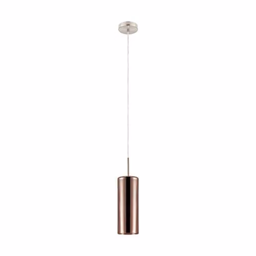 Loops Modern Pendant Light with Satin Nickel and Copper Coloured Glass Shade, E27 Bulb Compatible