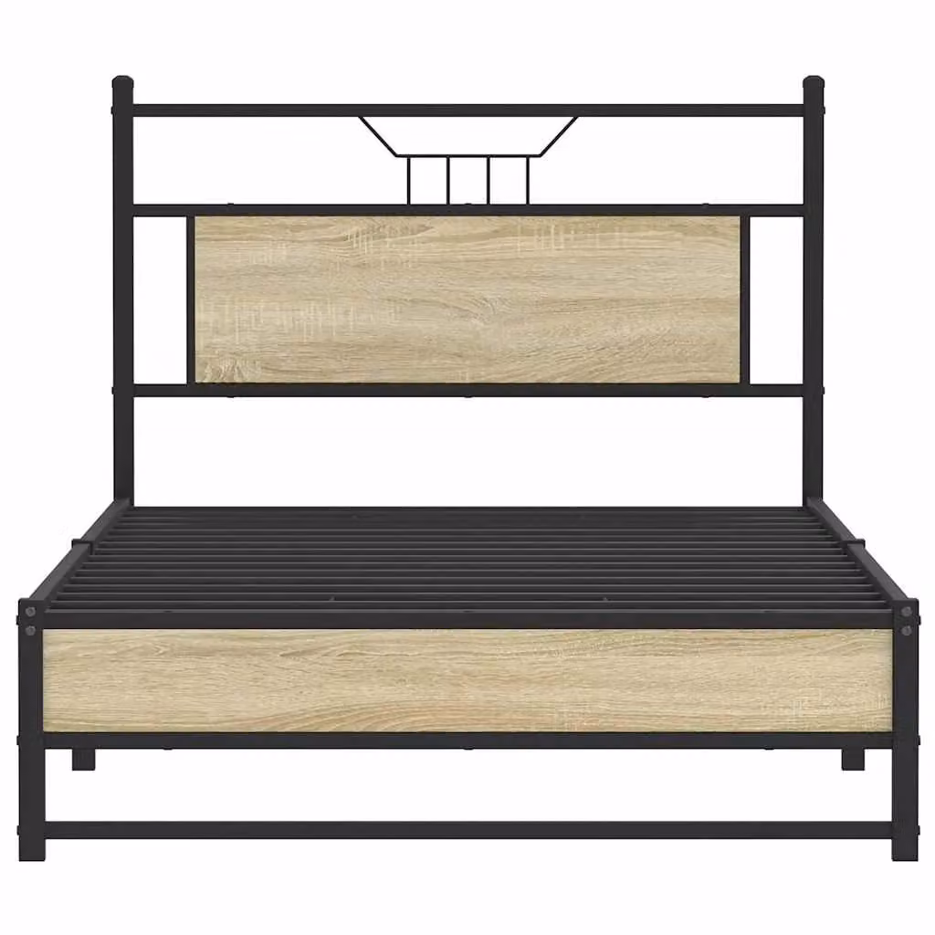 Berkfield Home Sonoma Oak Bed Frame in Brown, W/D/H: 100 x 190 cm – 3