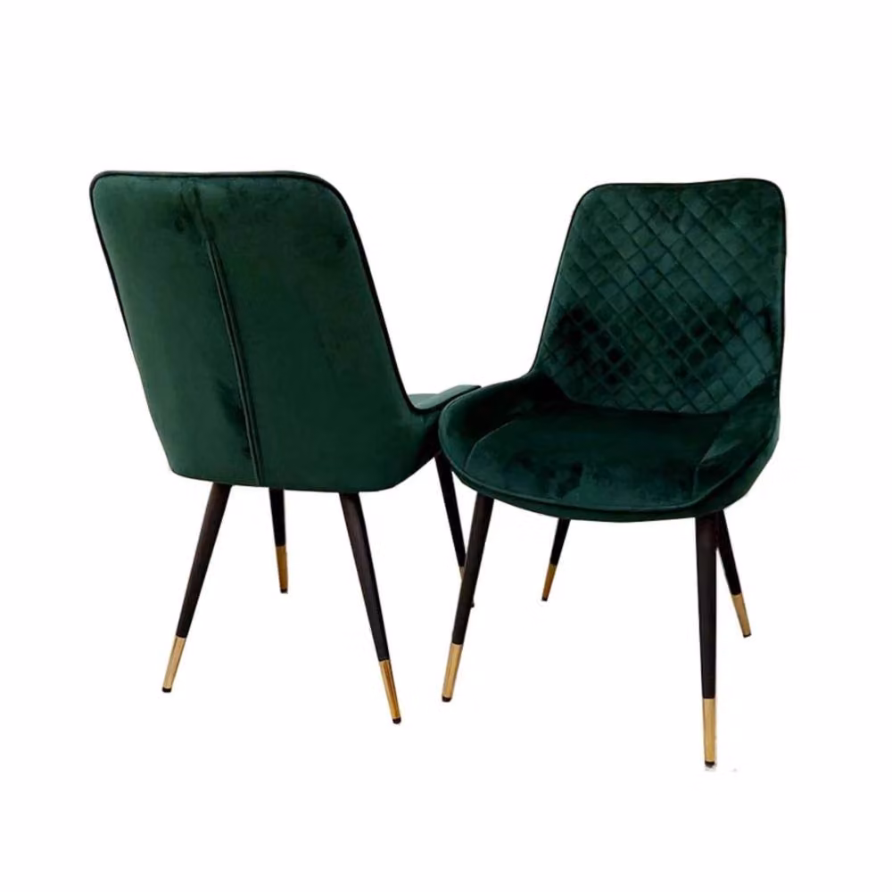 Stratus Interiors Luna Quilted Velvet Dining Chair in Green with Black Legs – 4