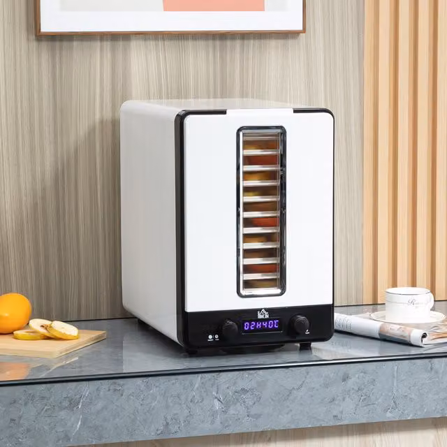 HOMCOM 11 Tier Food Dehydrator with Adjustable Temperature and Timer, White