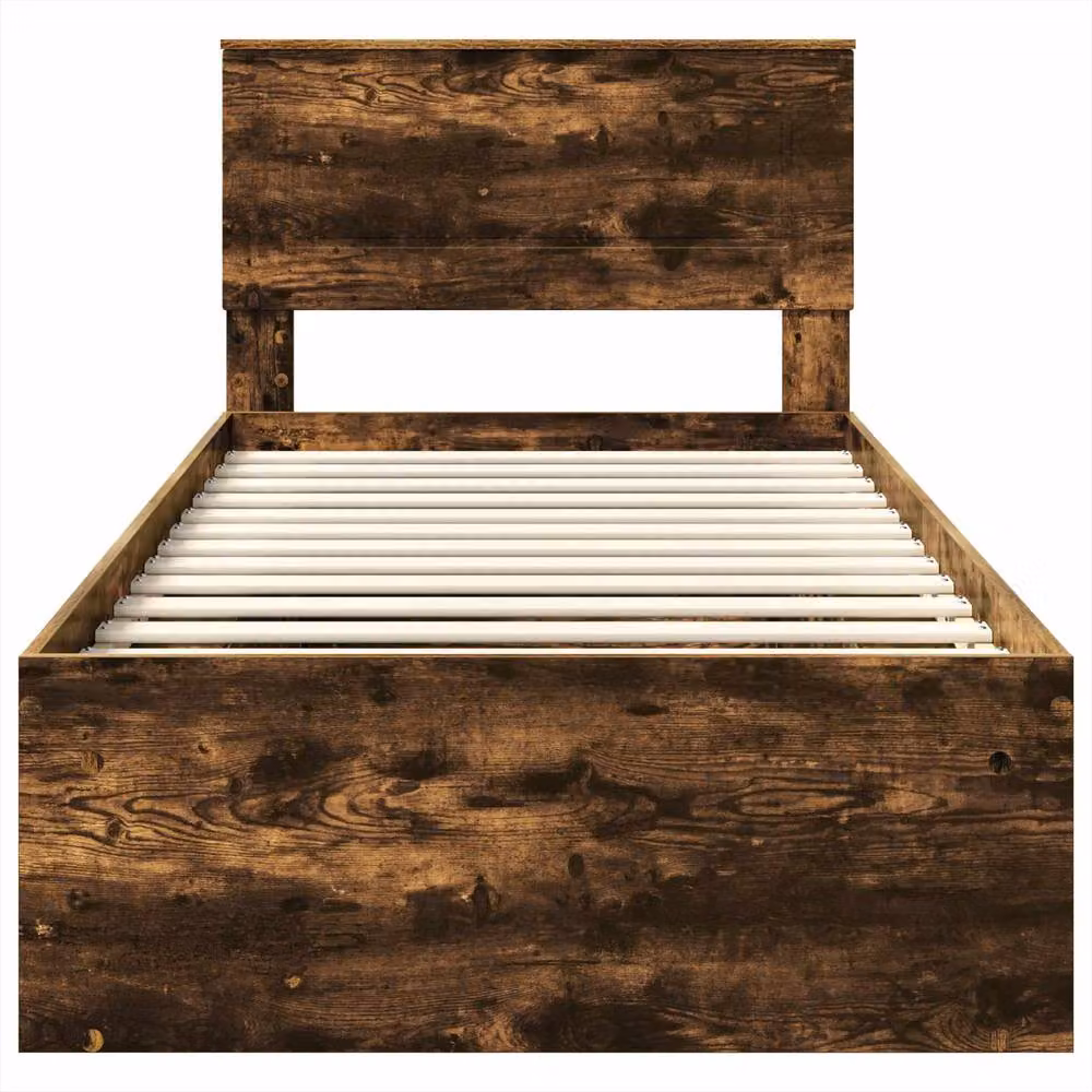 Berkfield Home Modern Smoked Oak Bed Frame in Brown, W/D/H: 100 x 200 cm – 4
