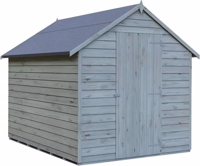 Shires Overlap Pressure Treated Value Range Single Door Shed in Grey, W: 244 cm, D: 183 cm, H: 183 cm – 1
