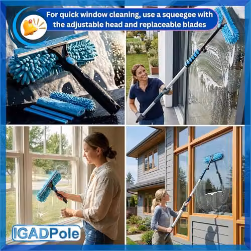 IGAD Blue 20ft Telescopic Water-Fed Window Cleaning Pole Kit with Squeegee and Telescopic Handle – 2