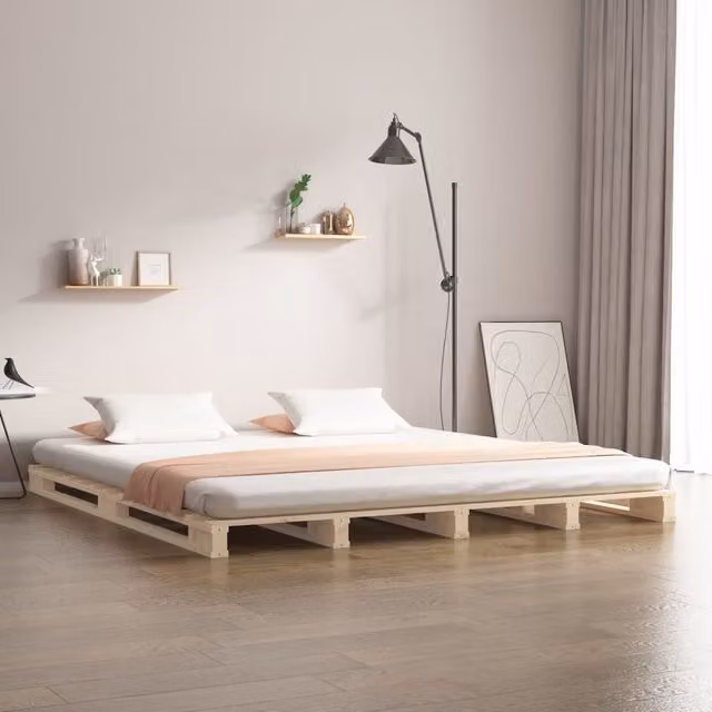 Berkfield Home Rustic Pine Pallet Bed, Brown, W/D/H: 135 x 190 cm