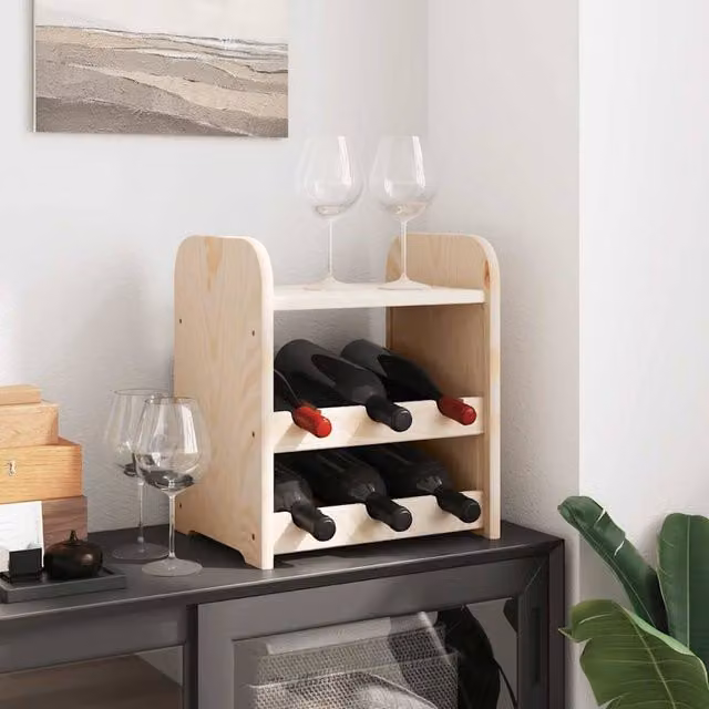 Berkfield Home Beautiful Solid Pine Wine Rack with Top Board in Beige, W/D/H: 33 x 25 x 37 cm – 1