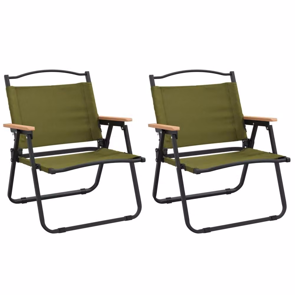 Berkfield Home Set of 2 Green Oxford Fabric Camping Chairs with Armrests, W/D/H: 54 x 43 x 59 cm – 2