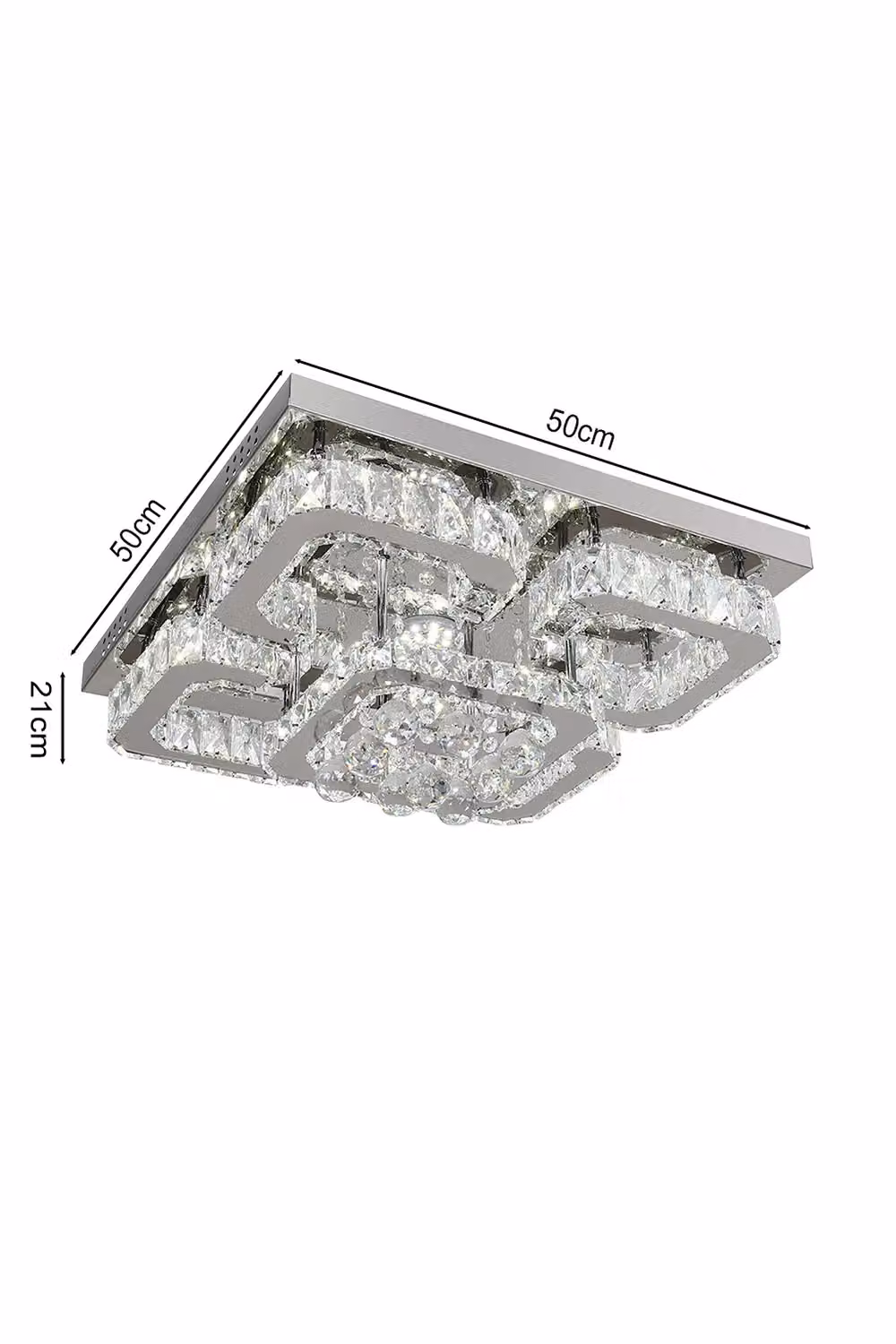 Living and Home Modern Crystal LED Flush Mount Ceiling Light in Silver – 3