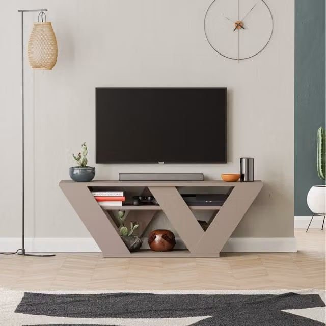 Decortie Pipralla Modern Multimedia Centre TV Unit with Shelves in Grey, Width: 110 cm – 1