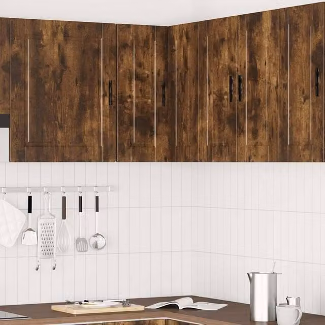 Berkfield Home Porto Wall Corner Kitchen Cabinet in Smoked Oak Brown, W/D/H: 57.0 x 60.0 x 57.0 cm