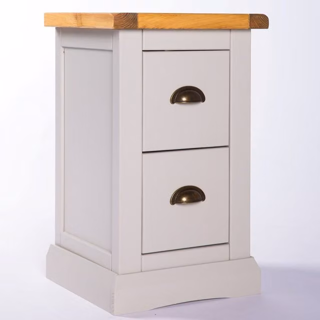 Cabinet Bits Loreo 2 Drawer Petite Bedside Cabinet in Grey with Gold Details