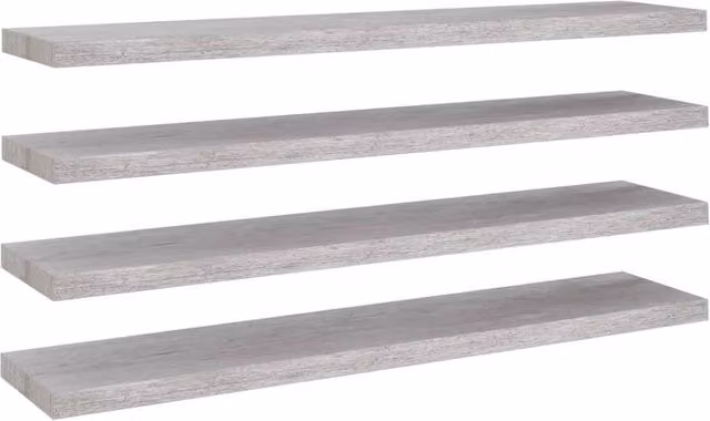 Berkfield Home Floating Wall Shelves, 4 Piece Set in Concrete Grey, W/D/H: 120 x 23.5 x 4 cm
