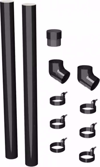 Galeco Round PVC Offset Downpipe Kit in Black, 100mm Diameter
