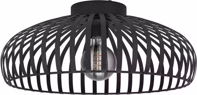 Eglo Mogano Black Wireframe Round Flush Ceiling Light, Diameter: 43 cm
