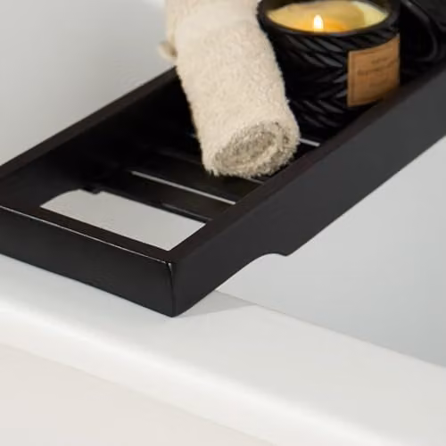 OHS Black Bamboo Wooden Bath Tray and Bathtub Caddy – 2