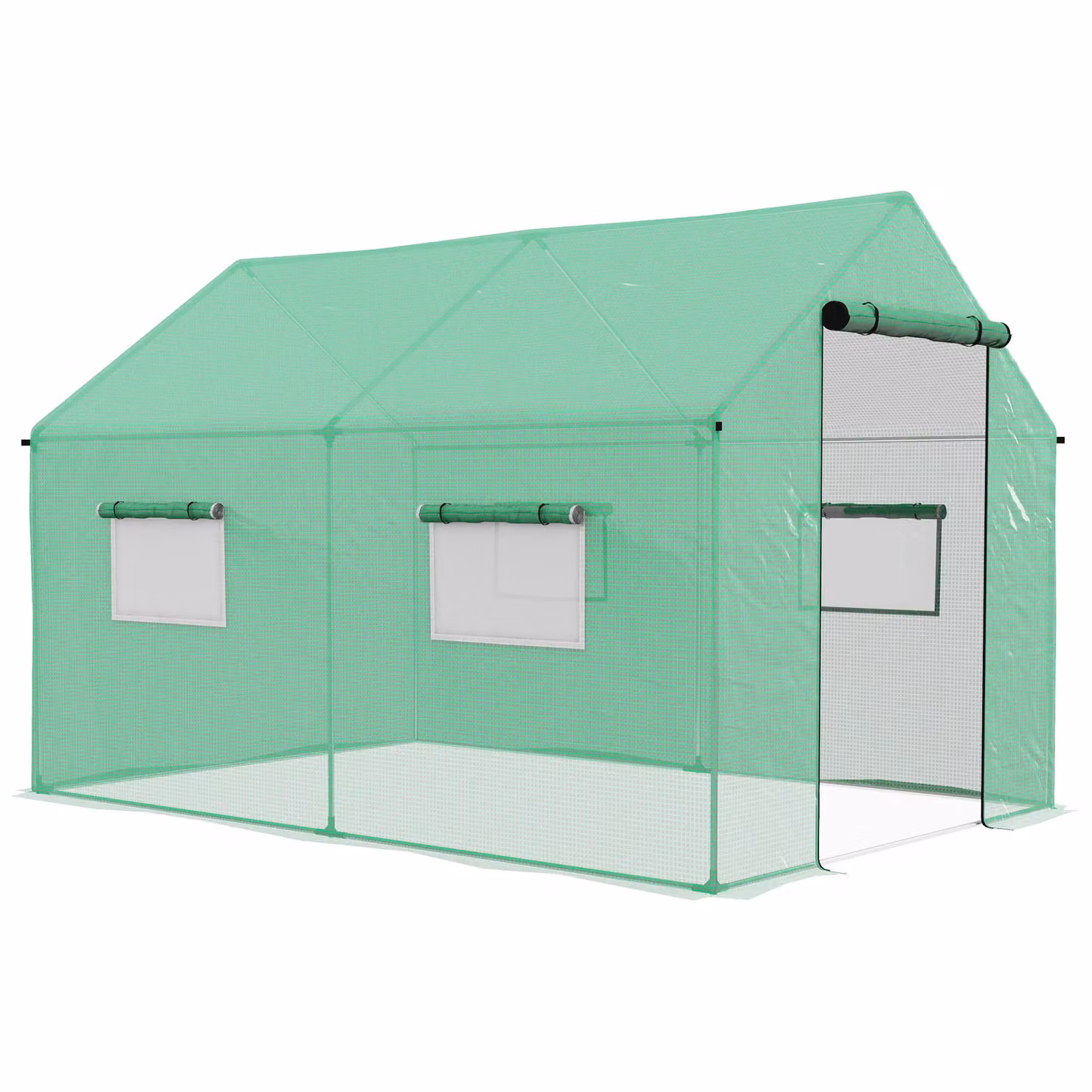 OUTSUNNY Green Tunnel Greenhouse with UV-resistant PE Cover and Galvanised Steel Frame, W: 3 m, D: 2 m, H: 2 m – 2