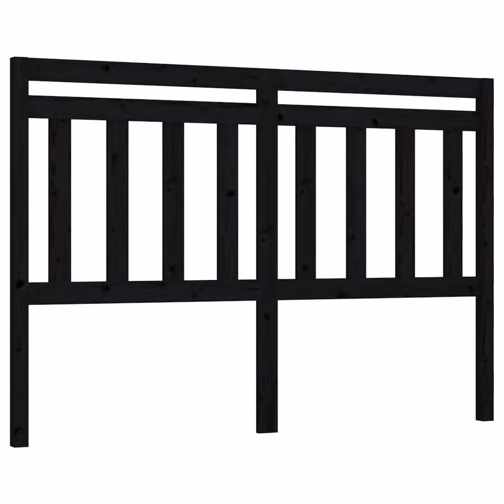 Berkfield Home Black Rustic Solid Pine Wood Bed Headboard, W: 146 cm, D: 4 cm, H: 100 cm – 2