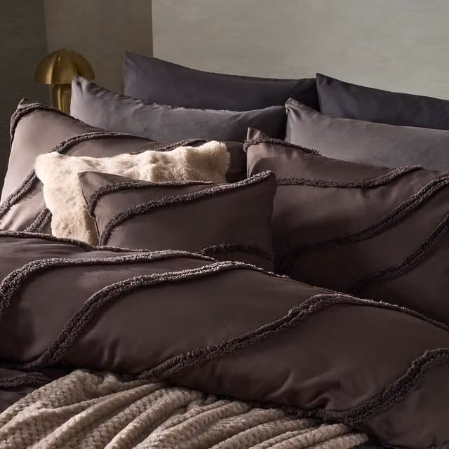 OHS Tufted Contour Duvet Set in Brown, 0.83kg