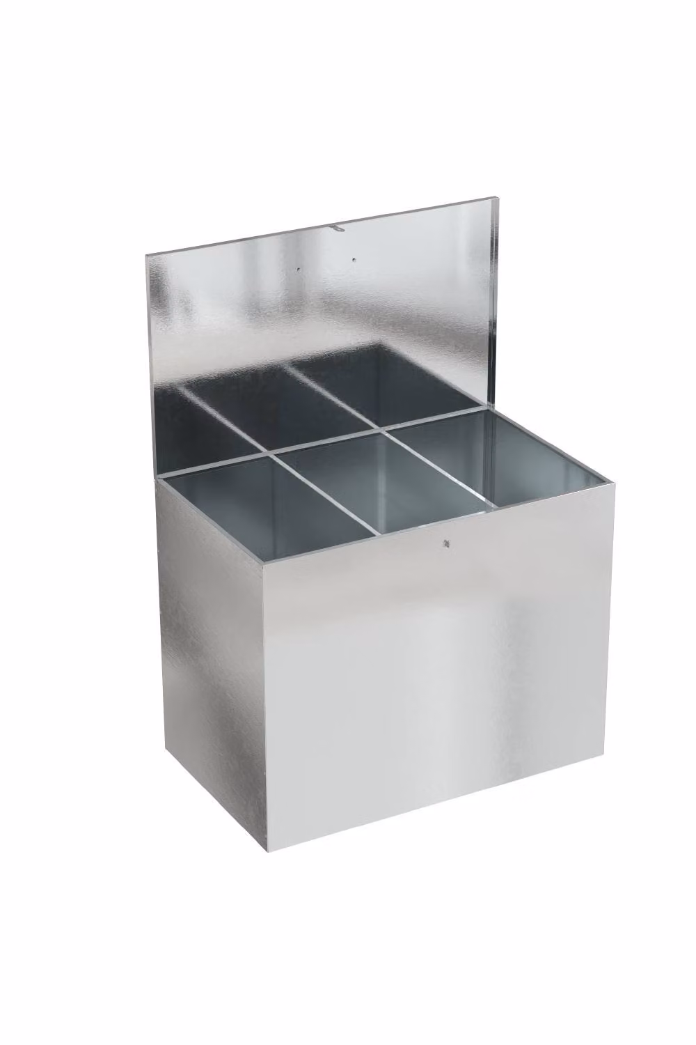 Living and Home Large Galvanised Steel Feed Storage Bin with Three Compartments in Silver – 3