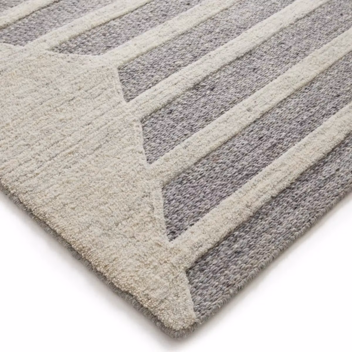 The Rug Shop UK Grey Handmade Modern Geometric Wool and Cotton Rug, W: 160 cm, D: 230 cm – 2