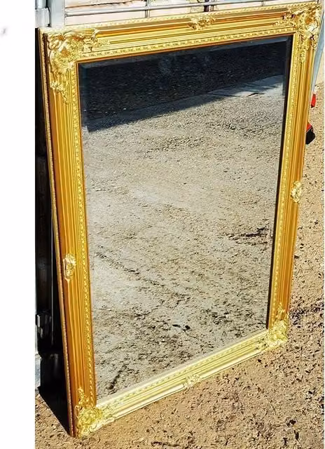 DEENZ Ornate Rectangular Floral Wall Mirror in Gold and Silver Shabby Chic Wood and Glass