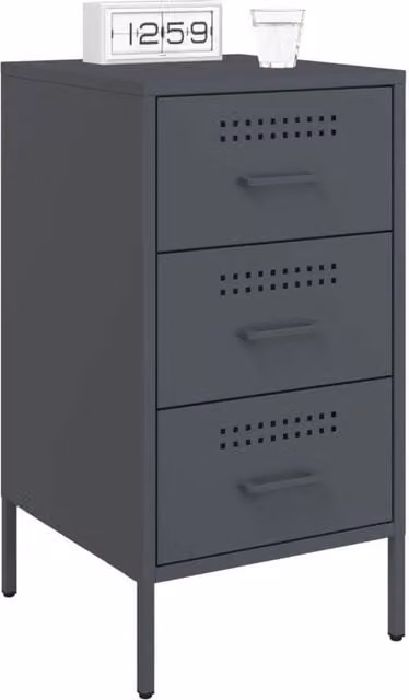 Berkfield Home Sturdy Metal Bedside Cabinets, 2 Pack, Anthracite Grey, W/D/H: 36 x 39 x 68 cm