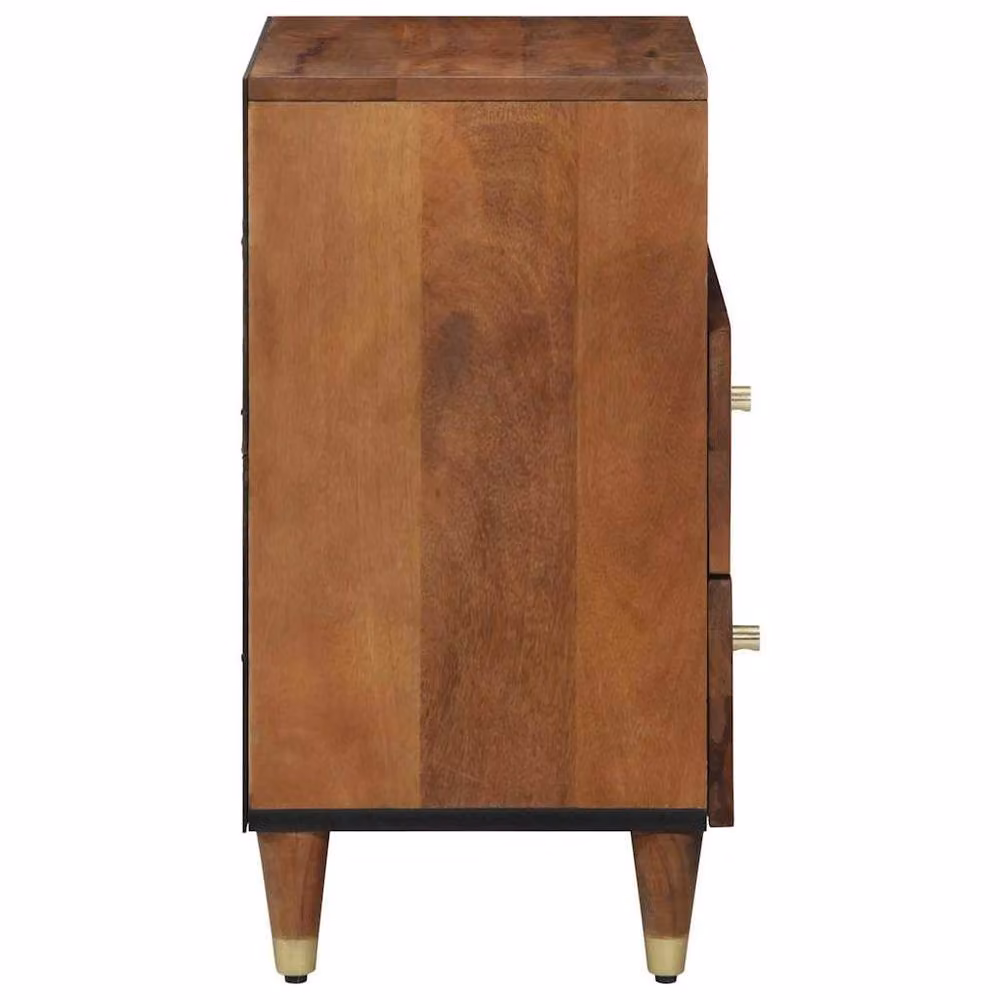 Berkfield Home Solid Mango Wood Bedside Cabinet, Brown, W/D/H: 50 x 33 x 60 cm – 3