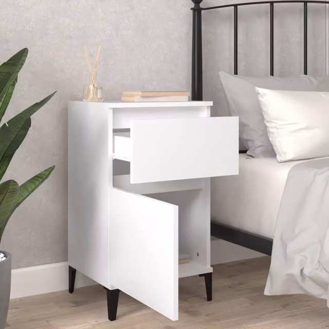 Berkfield Home Elegant Bedside Cabinets, 2 Piece Set, White, W/D/H: 40 x 35 x 70 cm