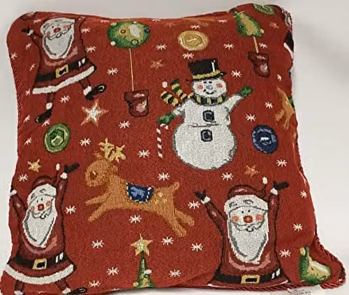 Luxury Living Red Velvet Christmas Celebration Decorative Cushion Cover, W/D/H: 45 x 45 x 45 cm