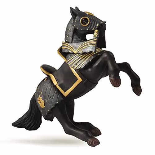 Papo Black Armoured Horse Figure from the Fantasy & Medieval Collection