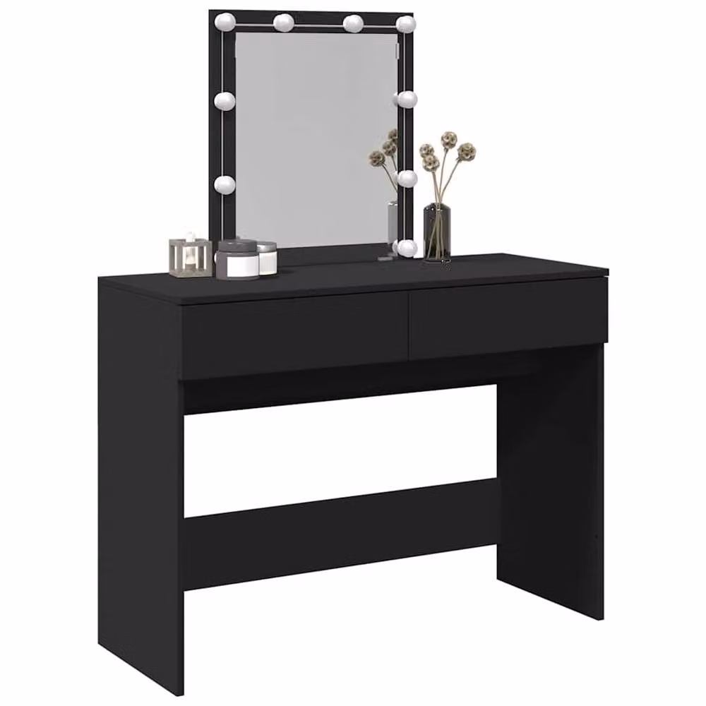 Berkfield Home Hollywood LED Dressing Table in Black, W/D/H: 100 x 40 x 130 cm – 4
