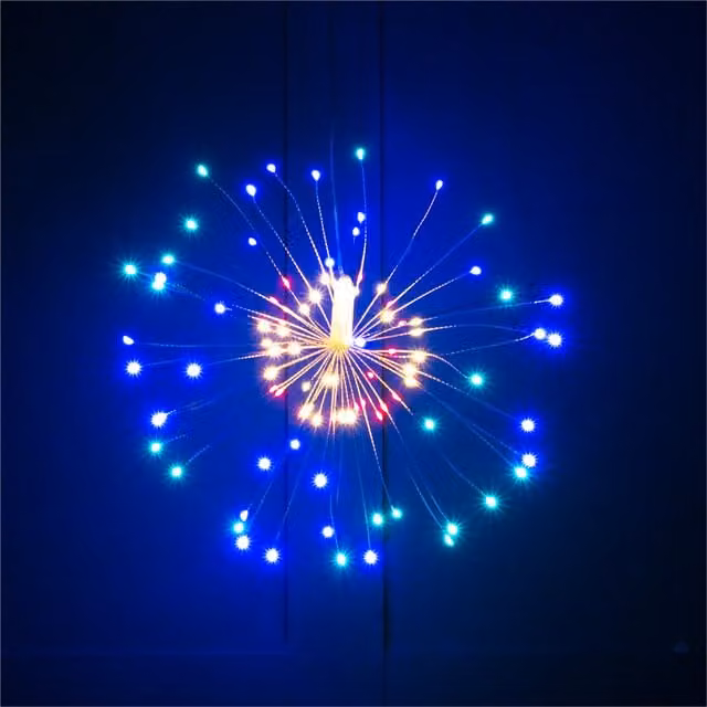 Battery Operated Hanging LED Firework Light with Remote Control in White and Multicolour